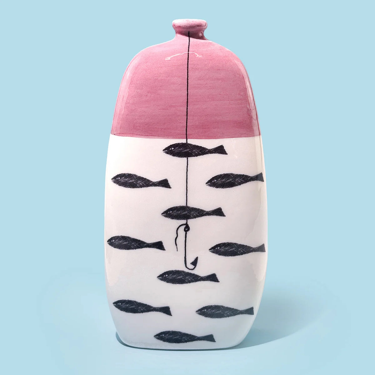 Hand-Painted Fables Ceramic Bottle Vases, Made in Naples