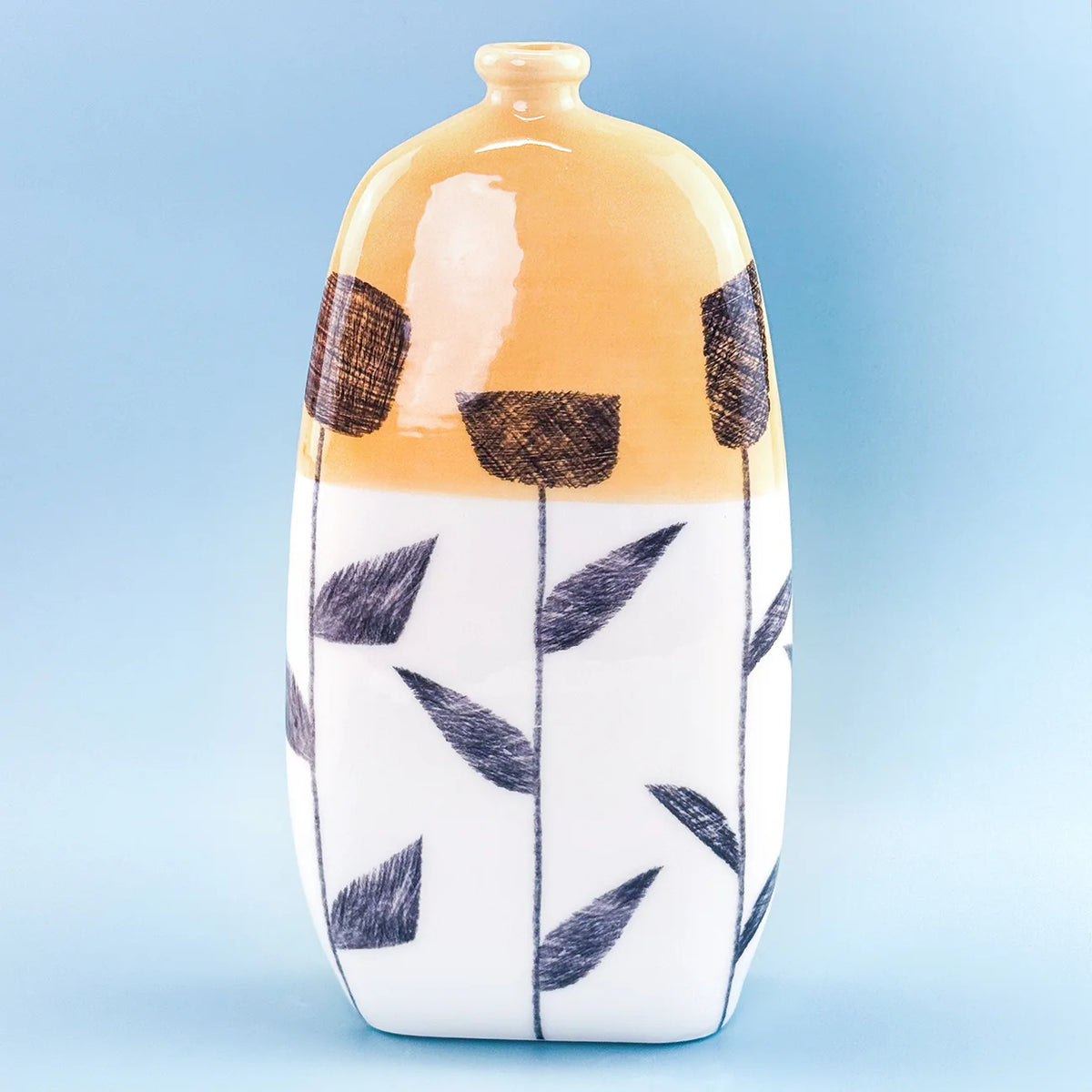 Hand-painted Fables ceramic bottle vases by My Italian Decor, featuring colorful designs, made in Naples for home and garden décor.