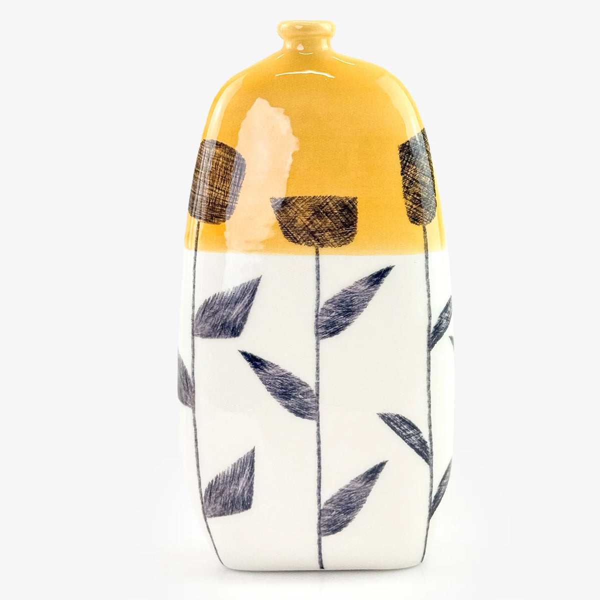Hand-painted Fables ceramic bottle vases by My Italian Decor, featuring colorful designs, made in Naples for home and garden decor.