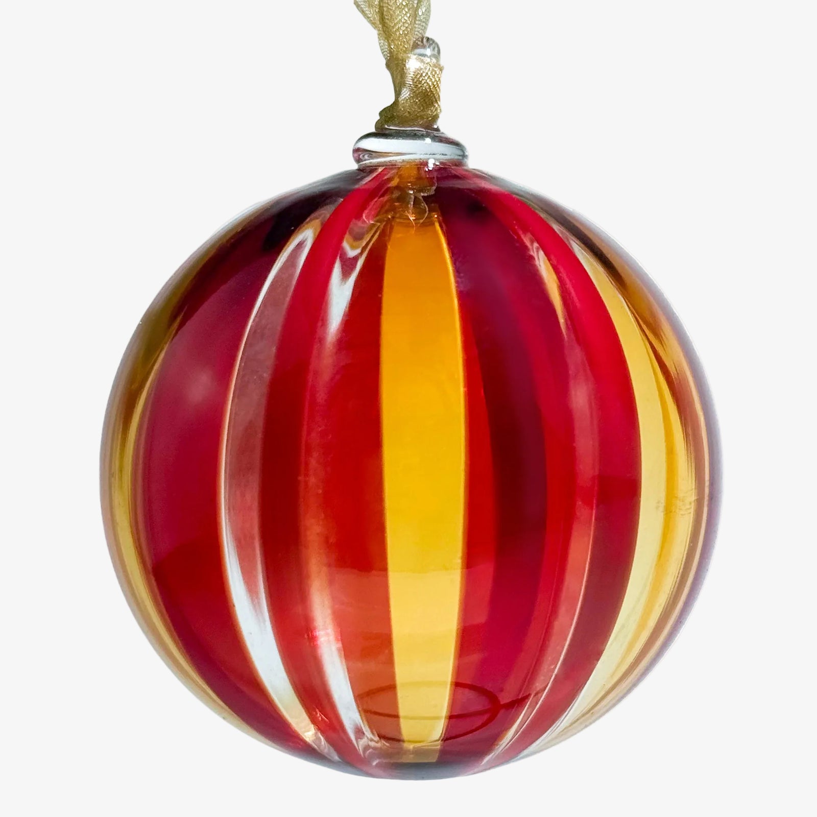 Murano Glass Christmas Ornament, Medium, Round Filigrana, Made in Murano, Italy - My Italian Decor