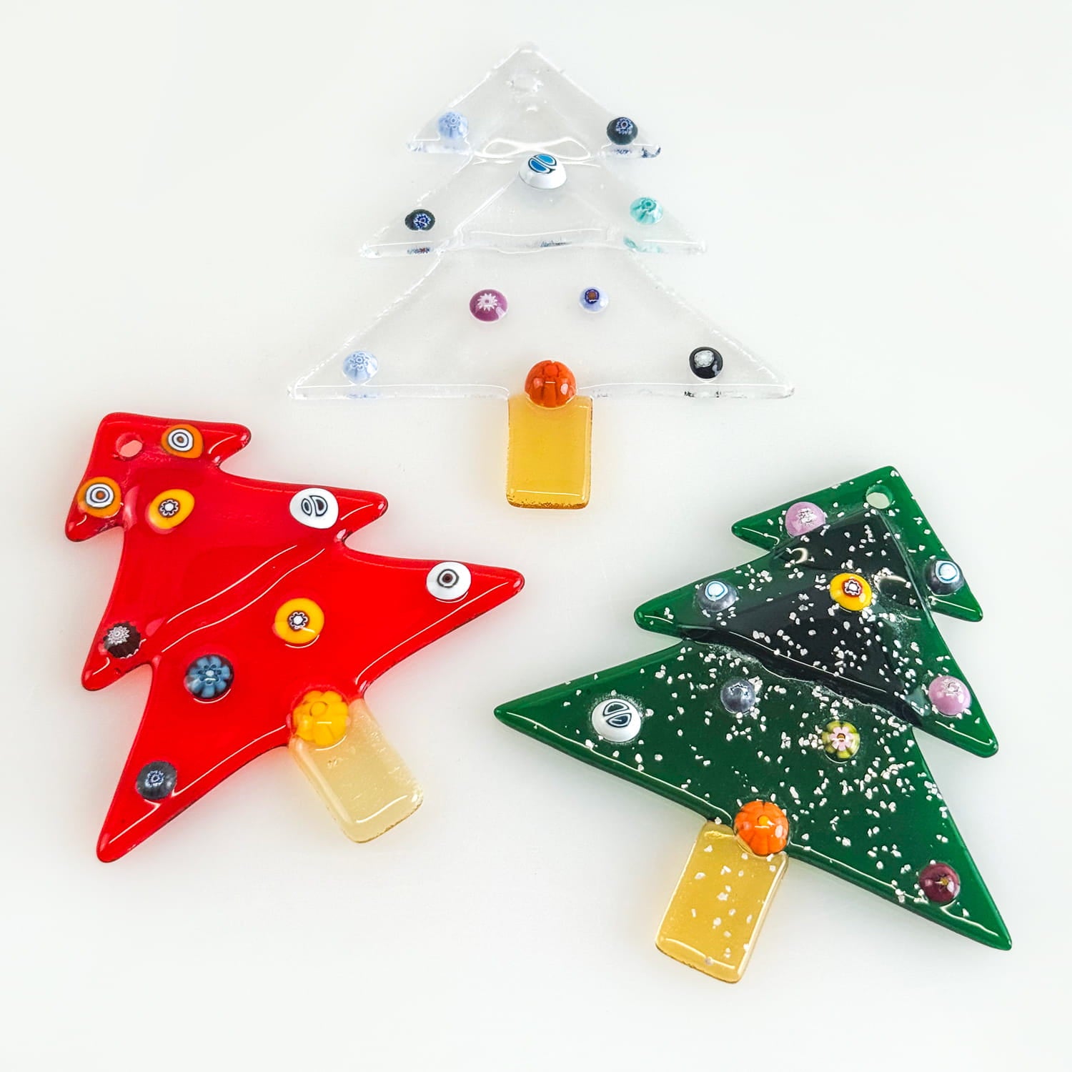 Murano Glass hanging tree ornament featuring a colorful, intricate design, perfect for holiday decorations and festive decor.