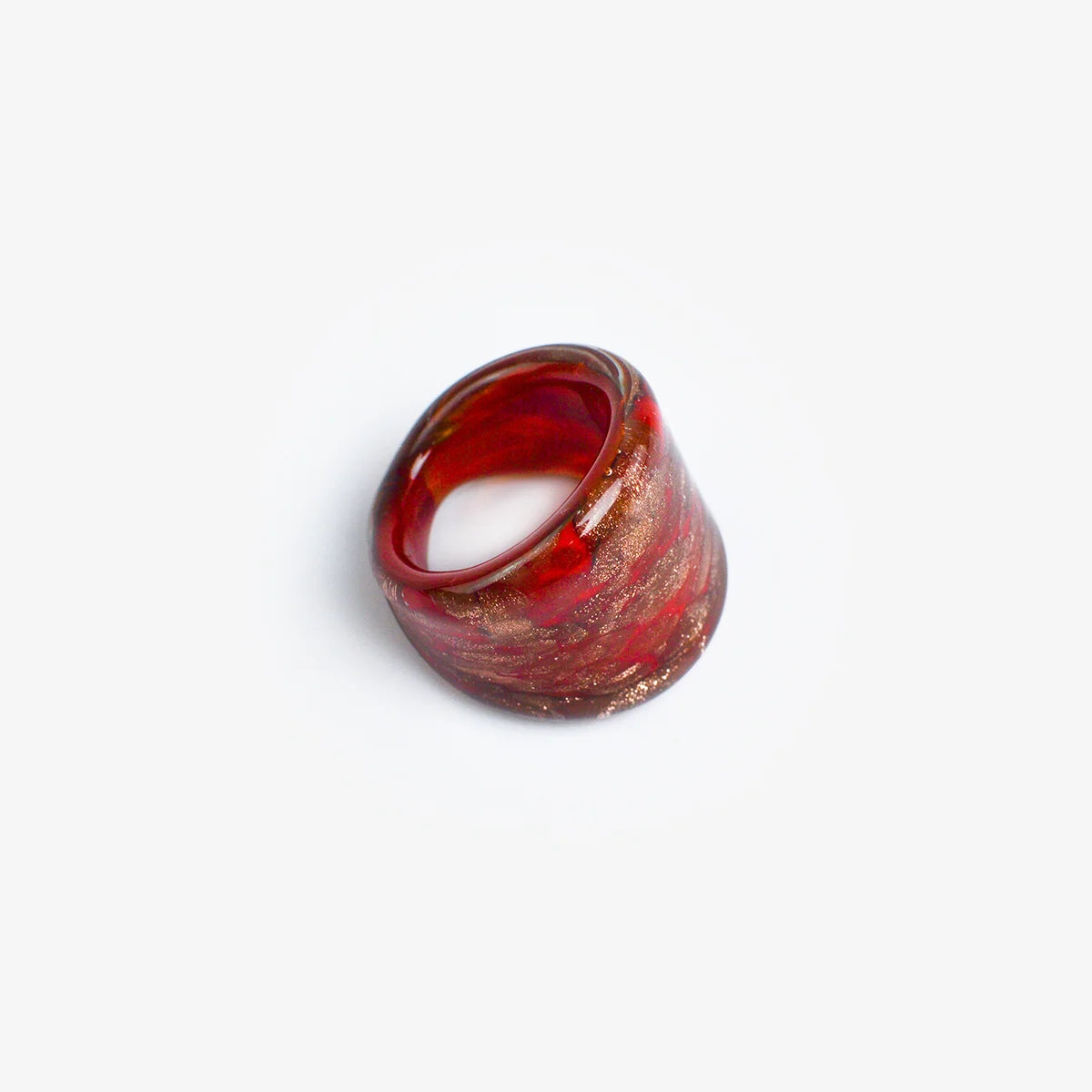 Flat Avventurina Murano Glass Ring, Made in Italy