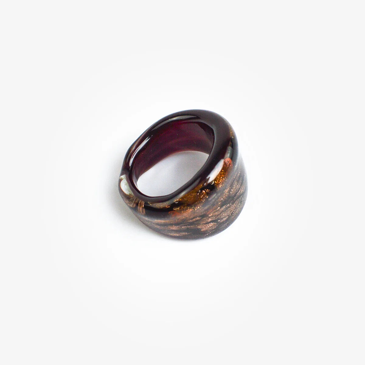 Flat Avventurina Murano Glass Ring, Made in Italy