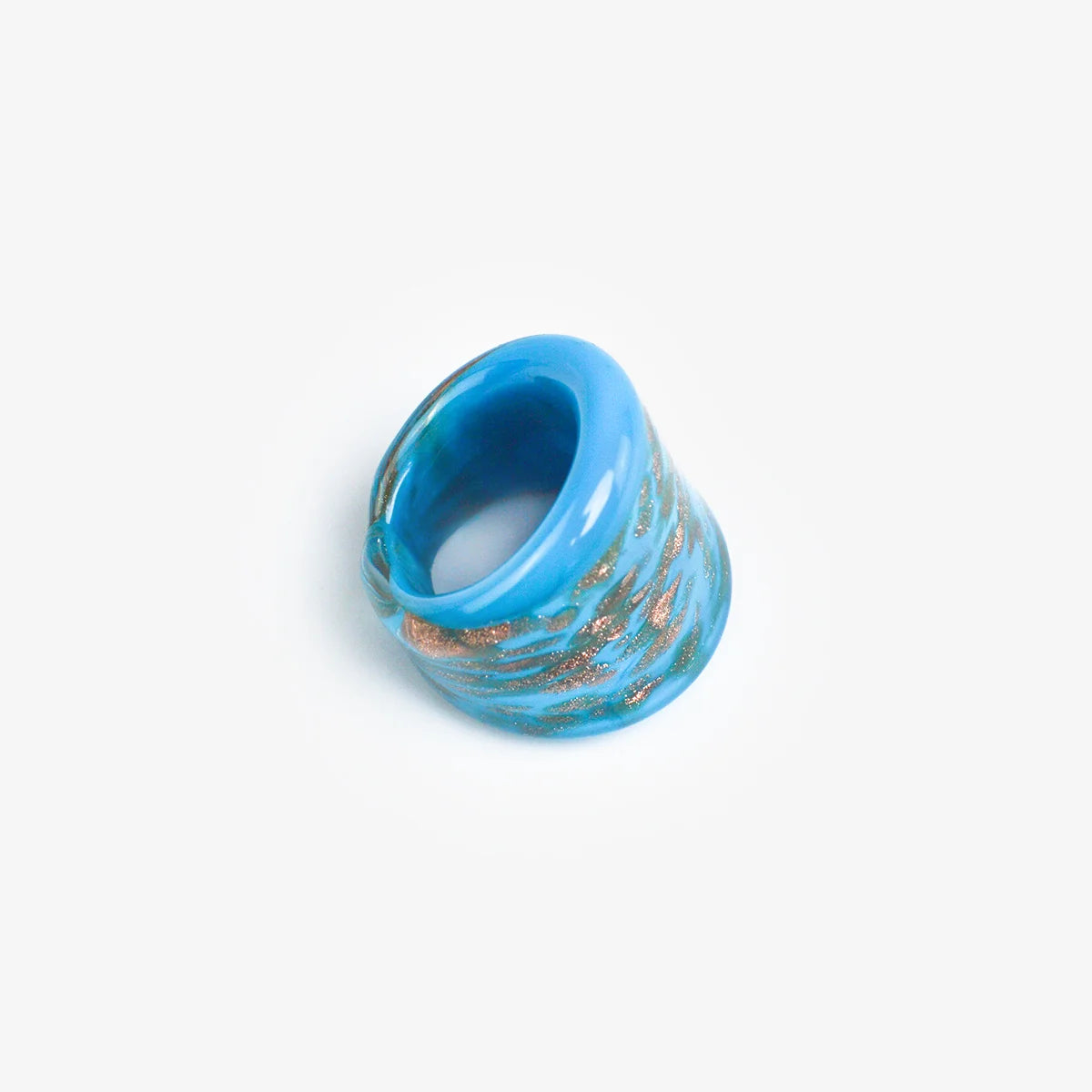 Flat Avventurina Murano Glass Ring, Made in Italy