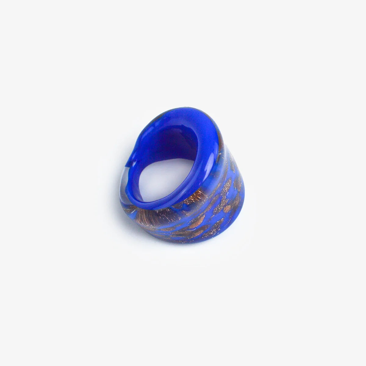 Flat Avventurina Murano Glass Ring, Made in Italy