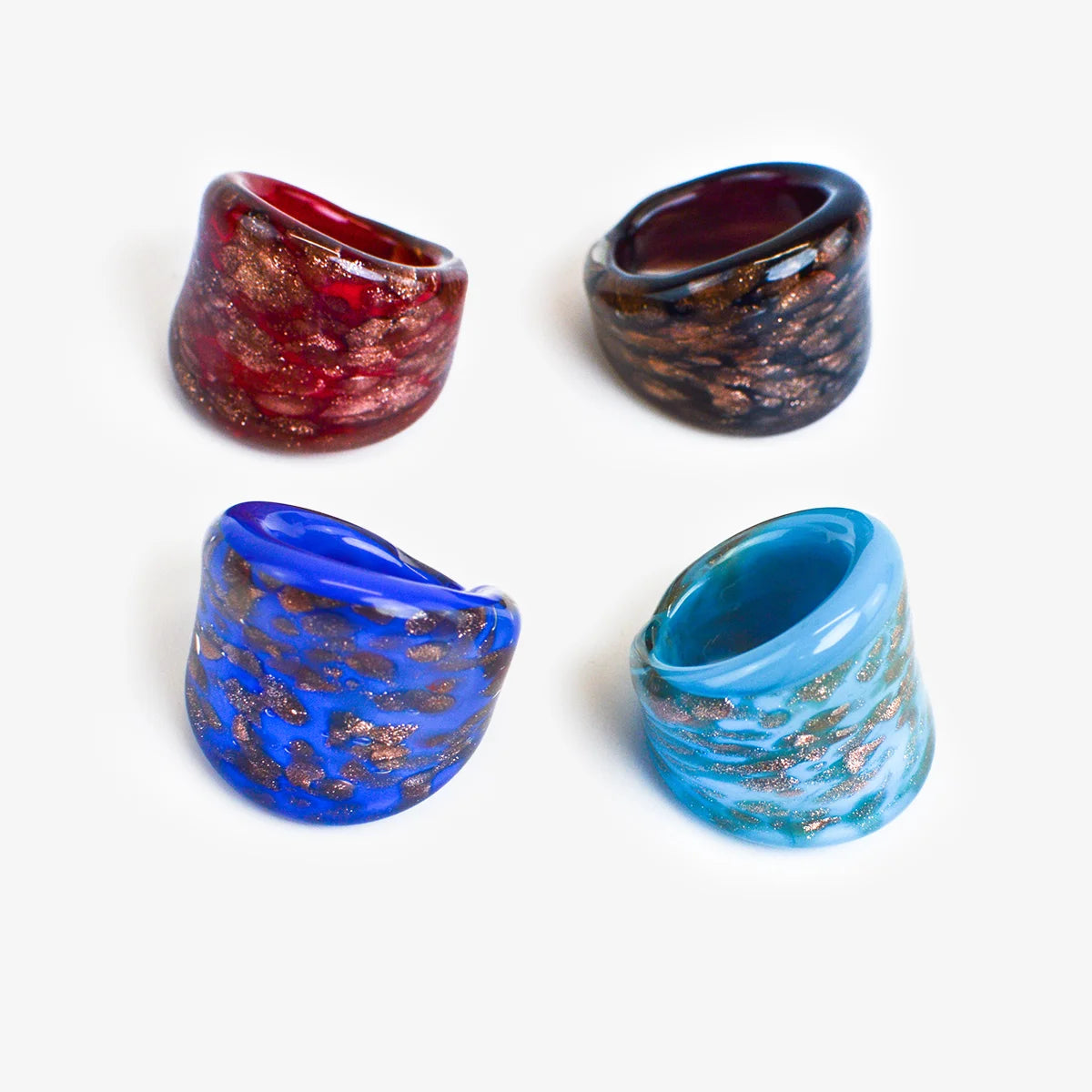Flat Avventurina Murano Glass Ring, Made in Italy