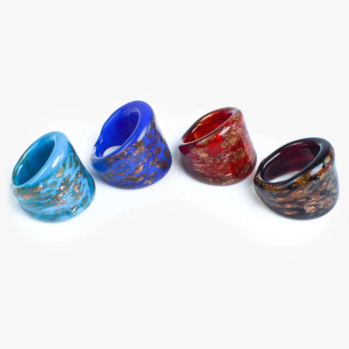 Flat Avventurina Murano Glass Ring, Made in Italy