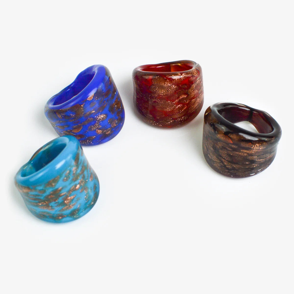 Flat Avventurina Murano Glass Ring, Made in Italy