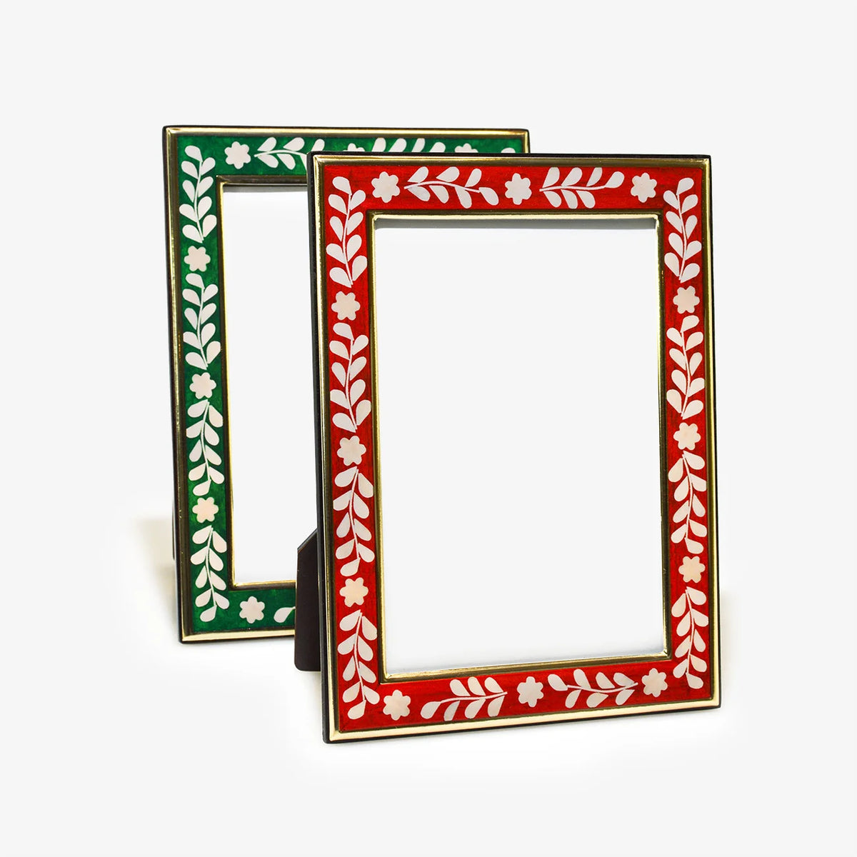 Floral Inlay Colorful Picture Frame, 4x6 Photo Frame