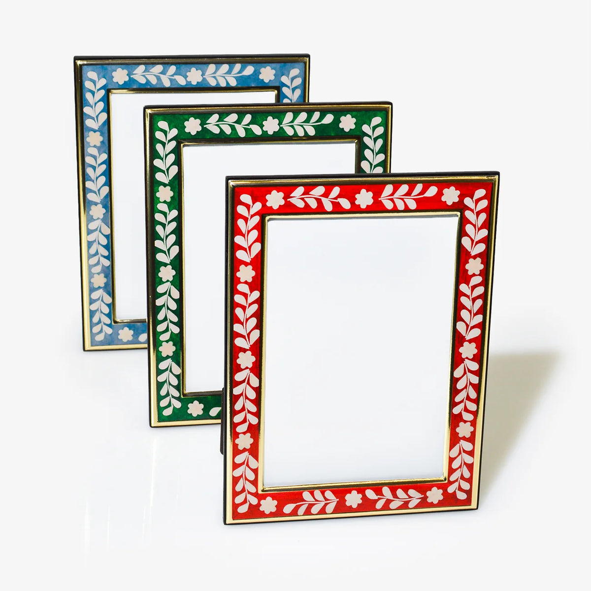 Floral Inlay Colorful Picture Frame, 4x6 Photo Frame