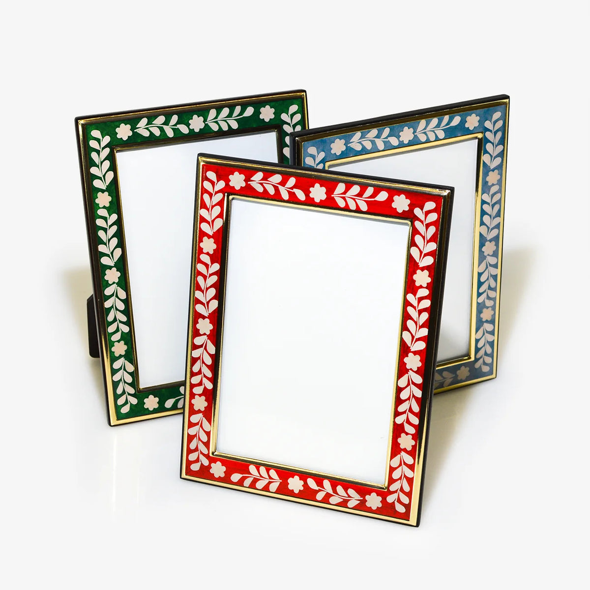 Floral Inlay Colorful Picture Frame, 4x6 Photo Frame