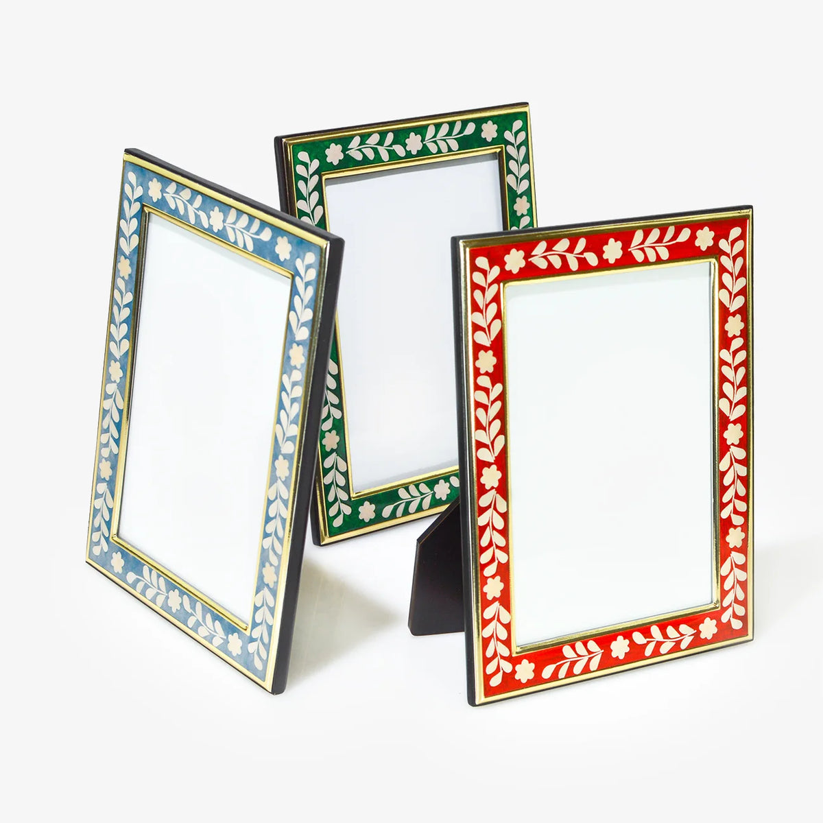 Floral Inlay Colorful Picture Frame, 4x6 Photo Frame