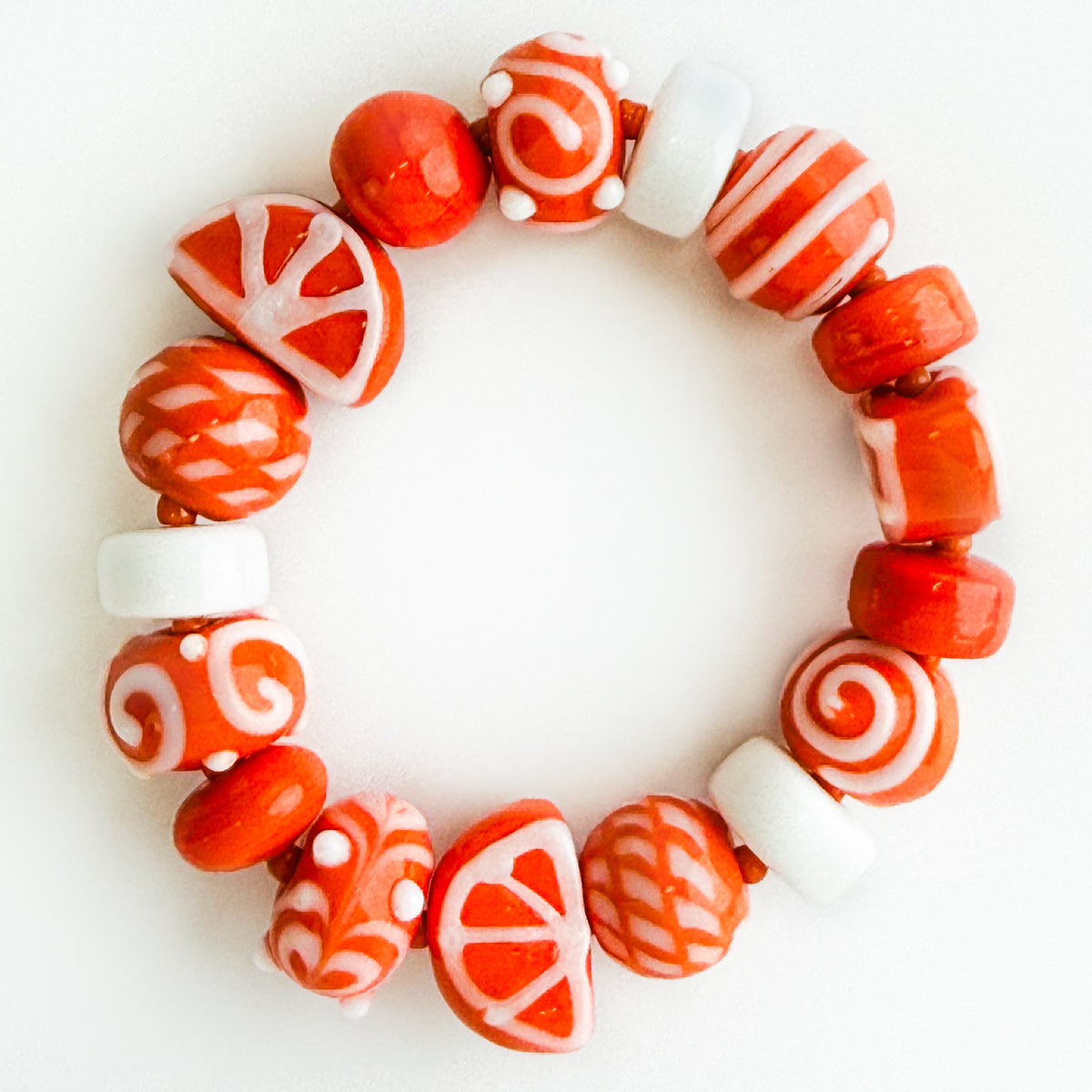Orange Fruit - Bracelet - Earrings - Murano Glass Beads