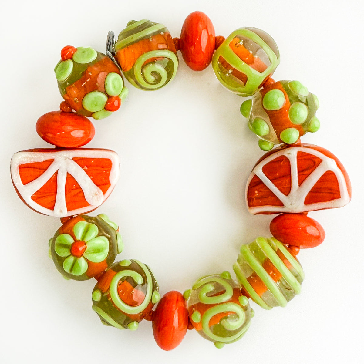 Orange Fruit - Bracelet - Earrings - Murano Glass Beads
