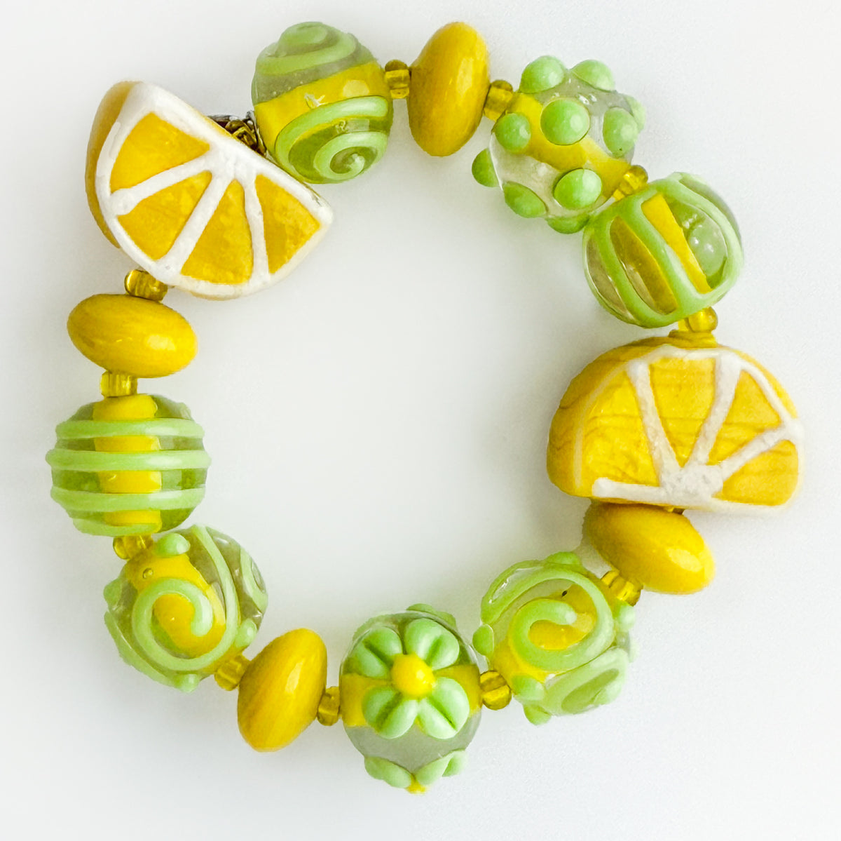 Lemon Fruit Bracelet - Earrings - Murano Glass Beads