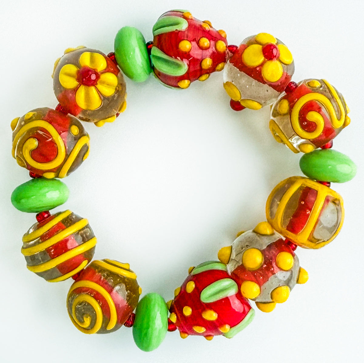 Strawberry Beaded Fruit Bracelet - Murano Glass