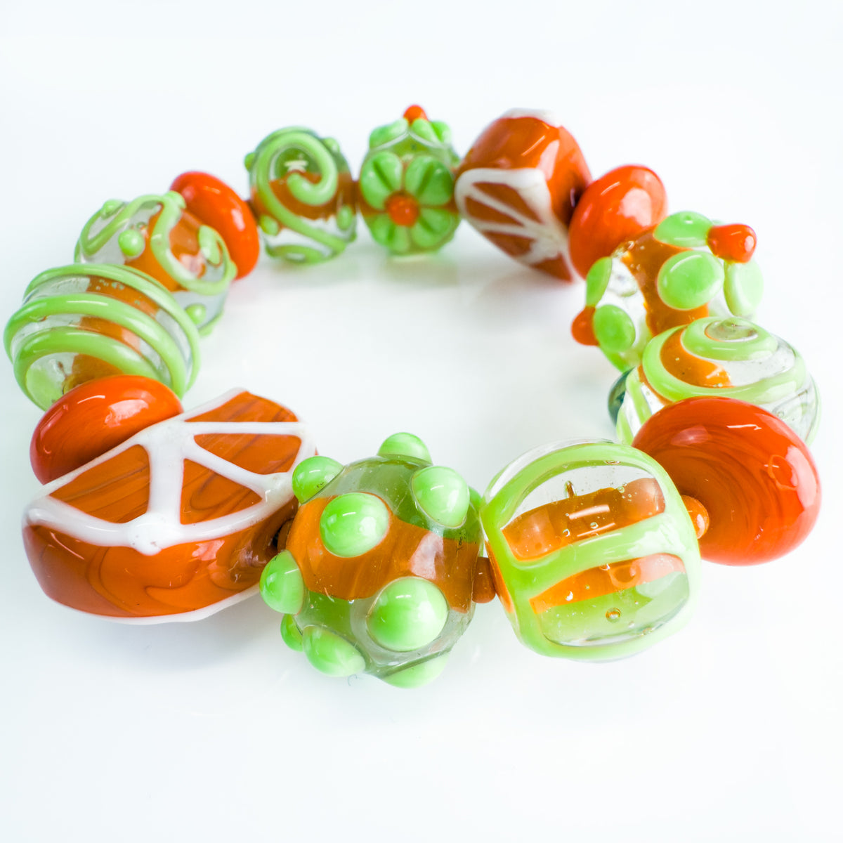 Orange Fruit - Bracelet - Earrings - Murano Glass Beads