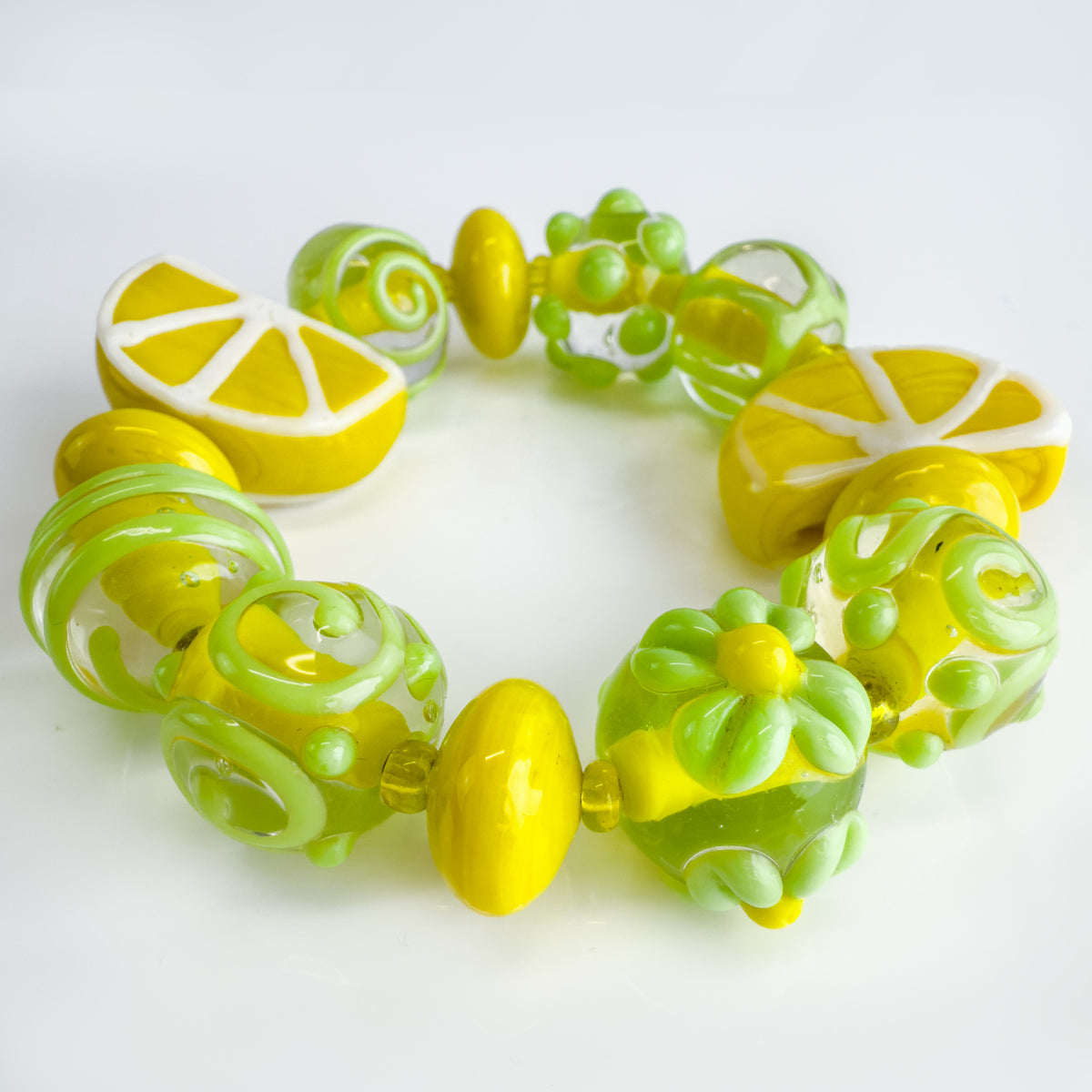 Lemon Fruit Bracelet - Earrings - Murano Glass Beads