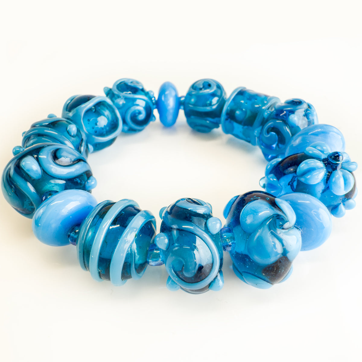 Blue Beaded Bracelet / Earrings, Murano Glass