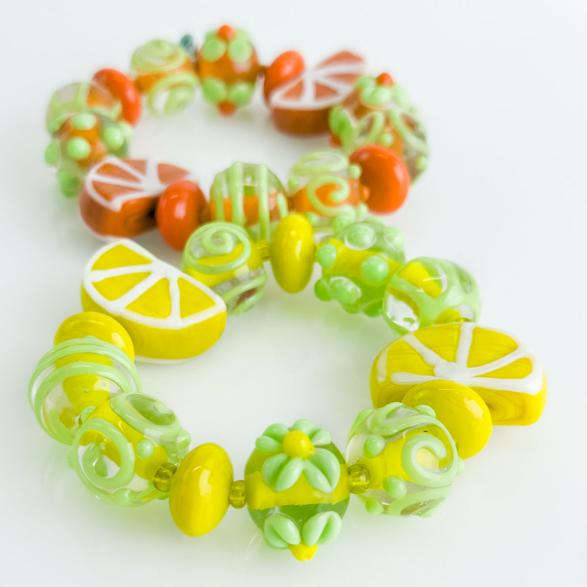 Orange Fruit - Bracelet - Earrings - Murano Glass Beads