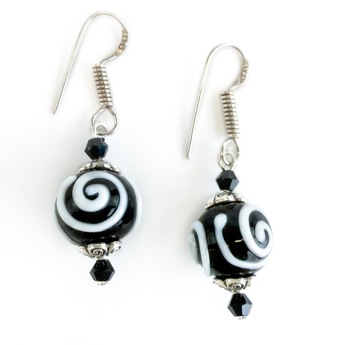 Big Beaded Bracelet / Earrings, Black &amp; White