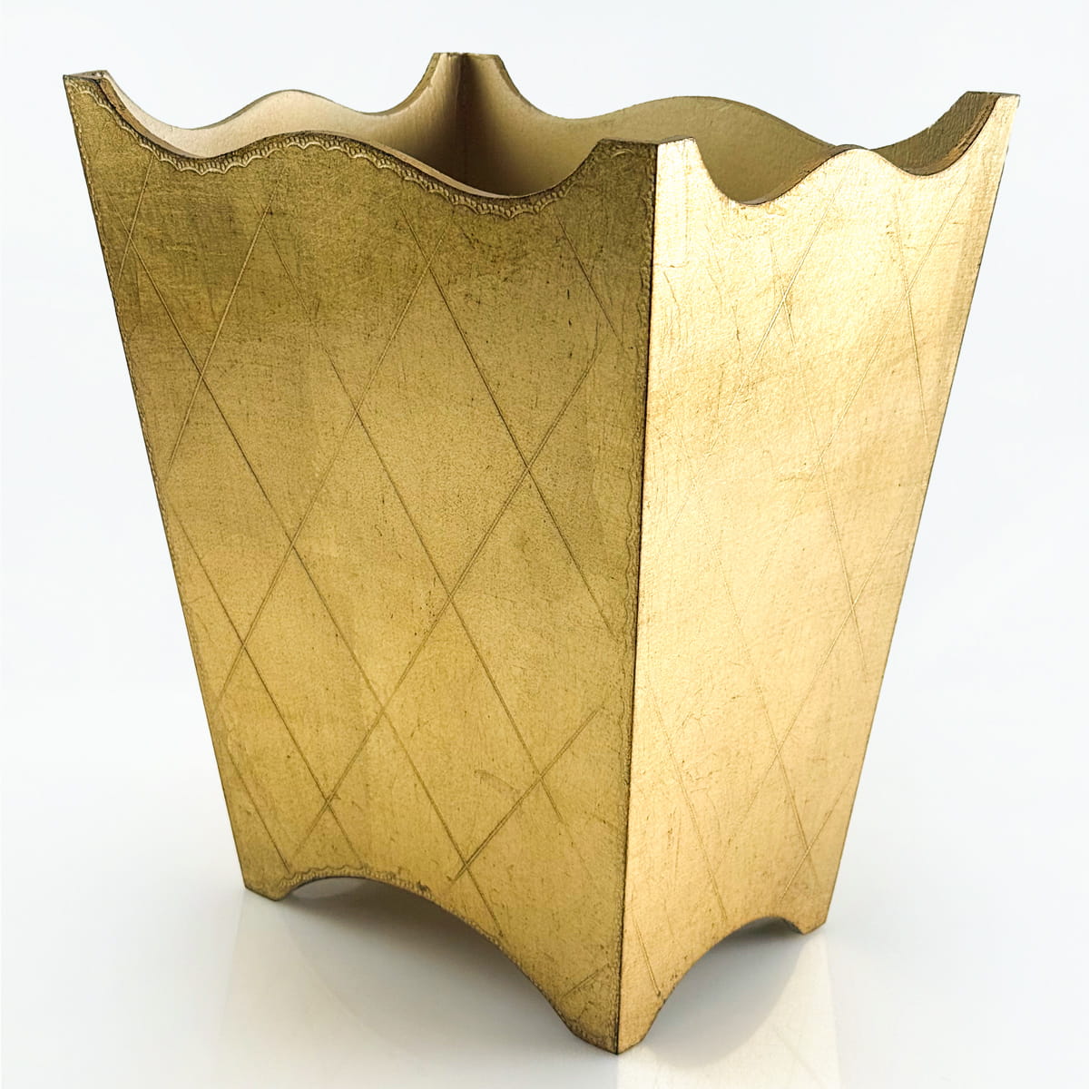 Italian Florentine Waste bin, Gold, Made in Italy