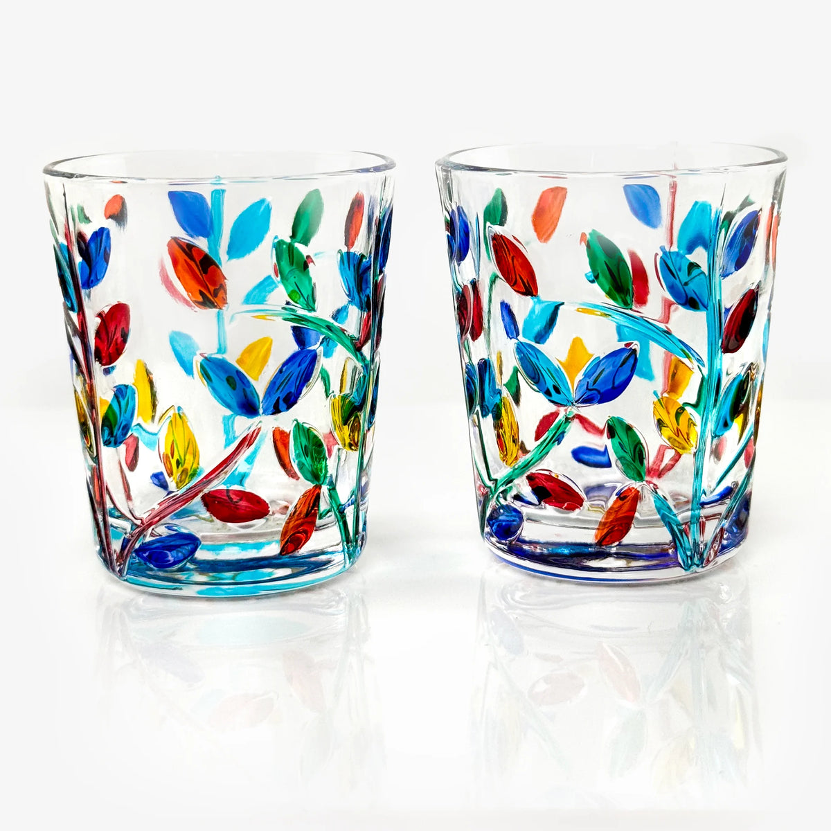 Set of 6 Italian Crystal Flowervine shot glasses by MyItalianDecor, elegant clear crystal with floral design, made in Italy.