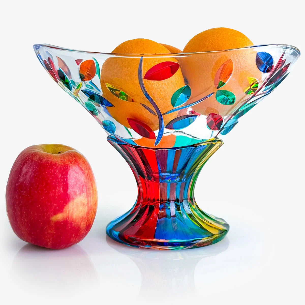 Hand-painted Flowervine Compote Bowl by MyItalianDecor, decorative Italian ceramic bowl with floral design and elegant shape.