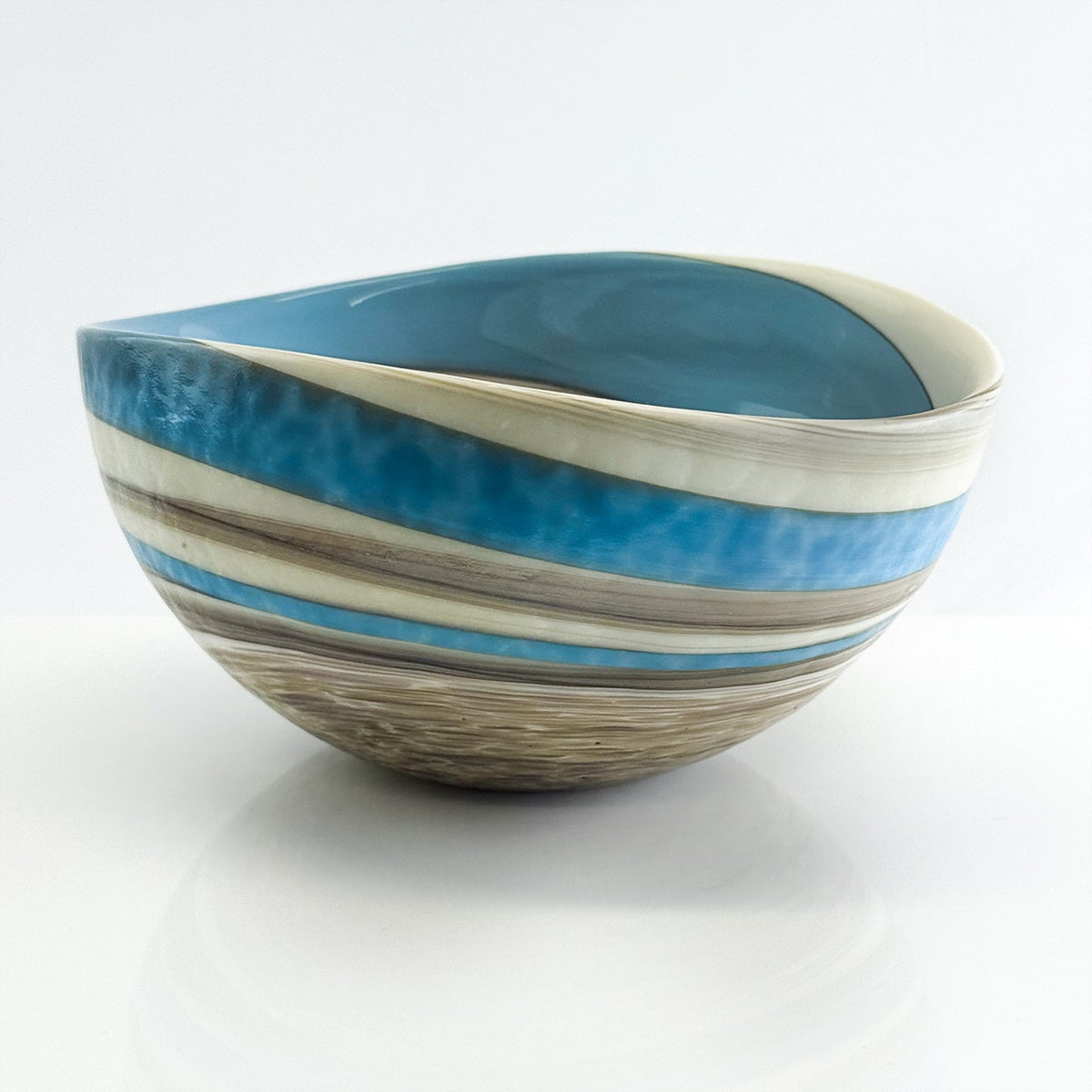 Murano Glass 6" Folded Shell Small Bowl, Made in Italy