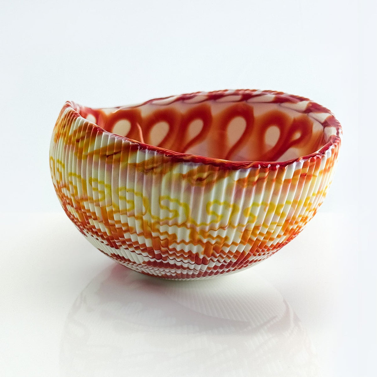 Murano Glass 6" Folded Shell Small Bowl, Made in Italy
