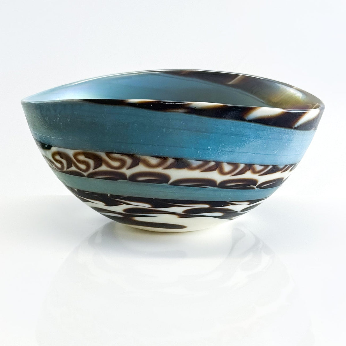 Murano Glass 6" Folded Shell Small Bowl, Made in Italy