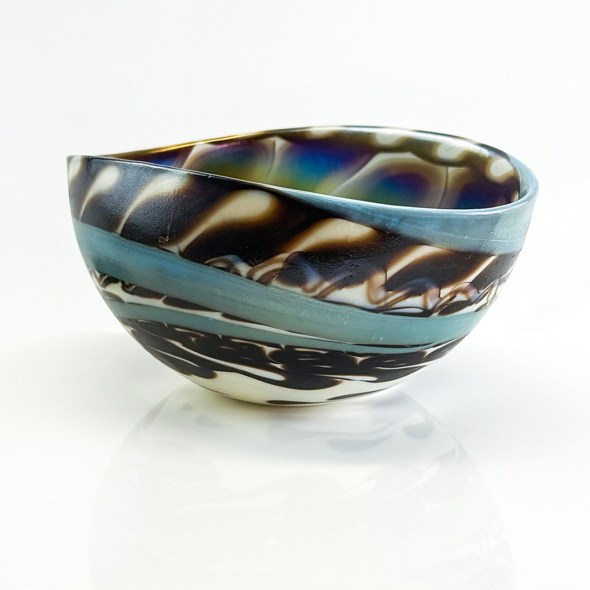 Murano Glass 6" Folded Shell Small Bowl, Made in Italy