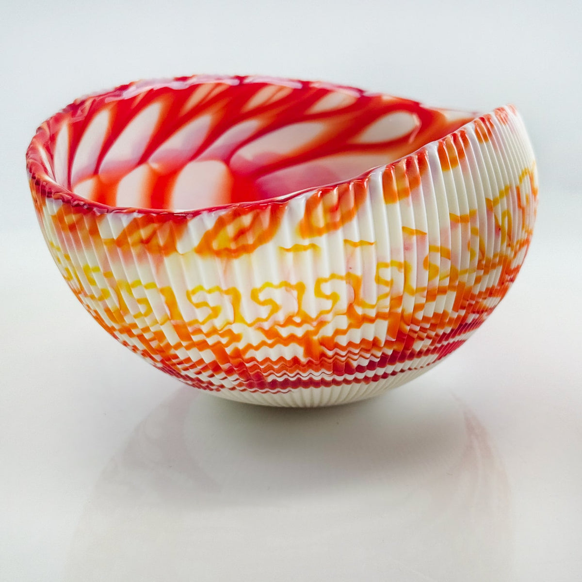 Murano Glass 6" Folded Shell Small Bowl, Made in Italy