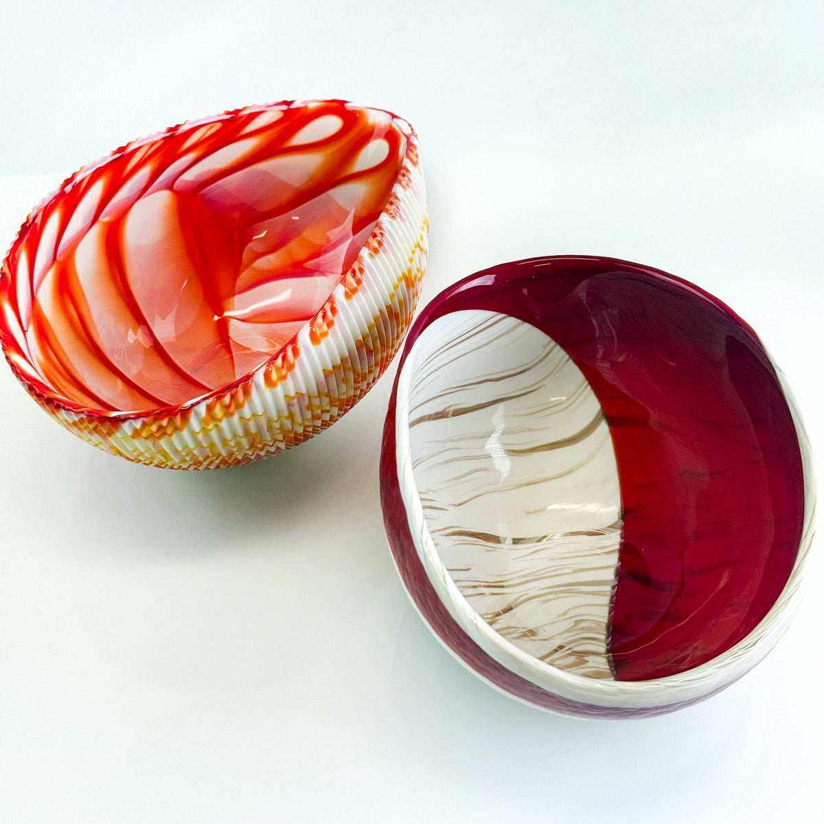 Murano Glass 6" Folded Shell Small Bowl, Made in Italy