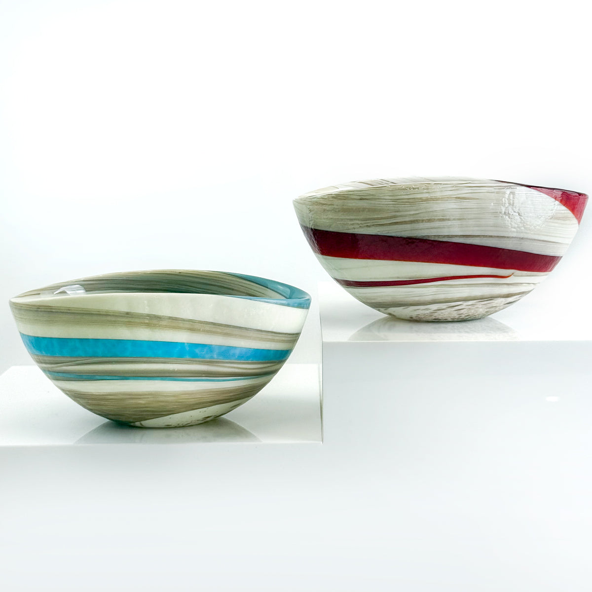 Murano Glass 6" Folded Shell Small Bowl, Made in Italy