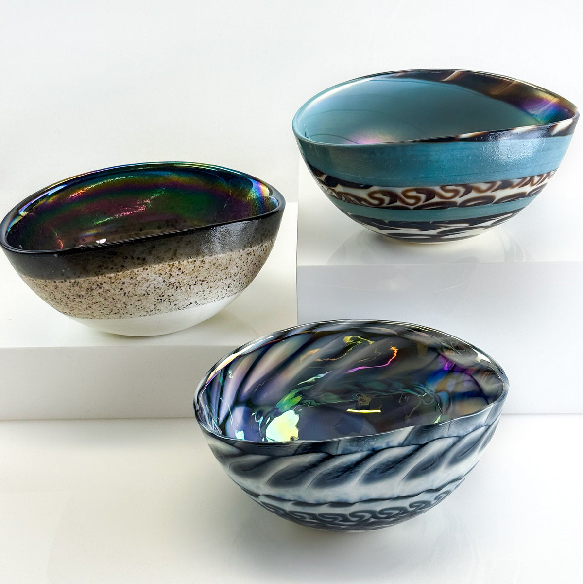 Murano Glass 6" Folded Shell Small Bowl, Made in Italy