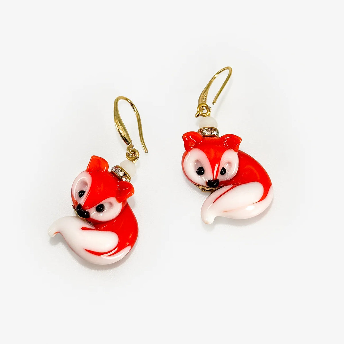 Handmade Murano glass fox necklace and earrings set by My Italian Decor, featuring vibrant, handcrafted jewelry with intricate glass details.
