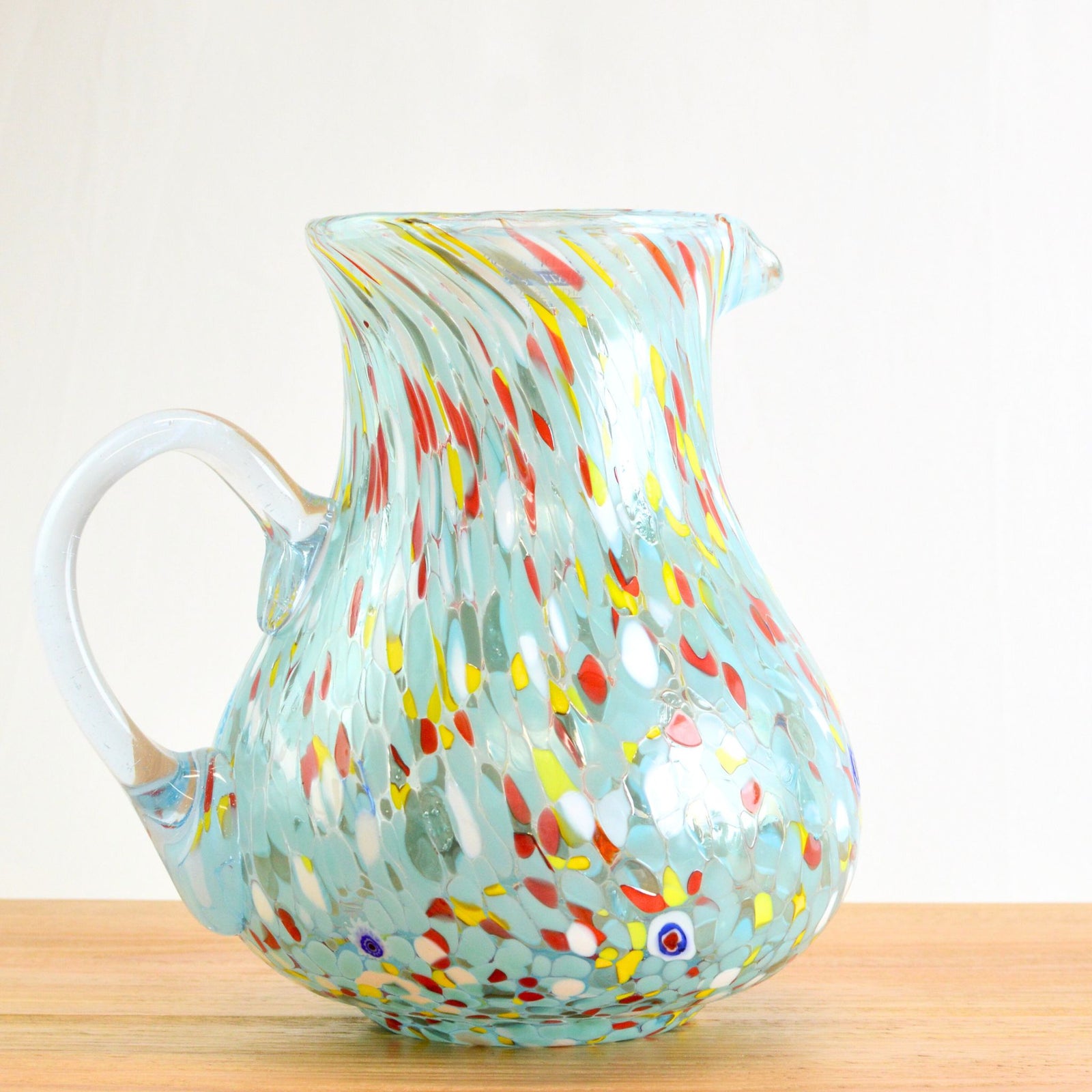 Italian Glass Pitcher & Drinking Glasses - Light Blue - Franco - My Italian Decor