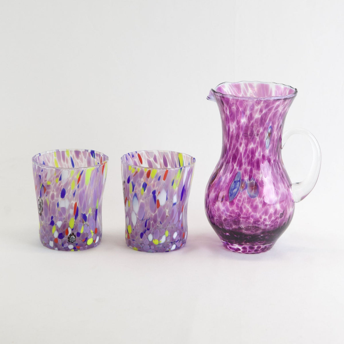 Handblown Italian Drink Glasses, Set of 2, Franco Viola, violet Tumblers