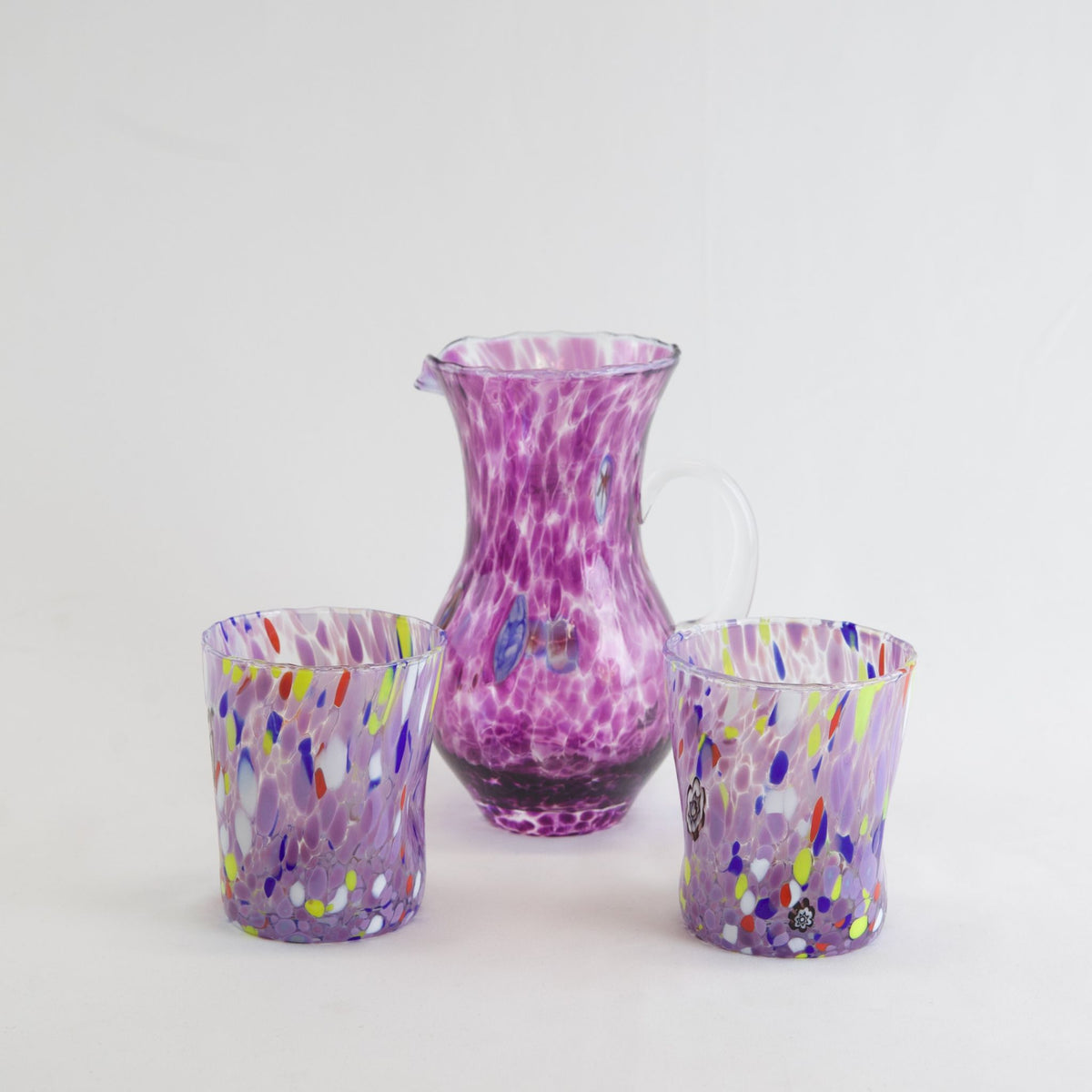 Handblown Italian Drink Glasses, Set of 2, Franco Viola, violet Tumblers