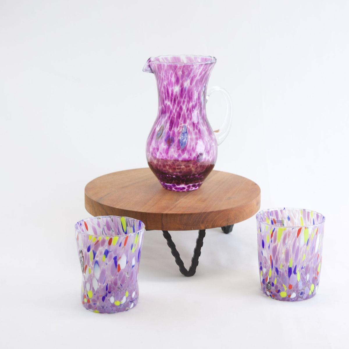 Handblown Italian Drink Glasses, Set of 2, Franco Viola, violet Tumblers