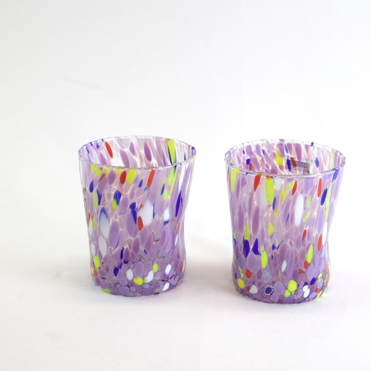 Handblown Italian Drink Glasses, Set of 2, Franco Viola, violet Tumblers