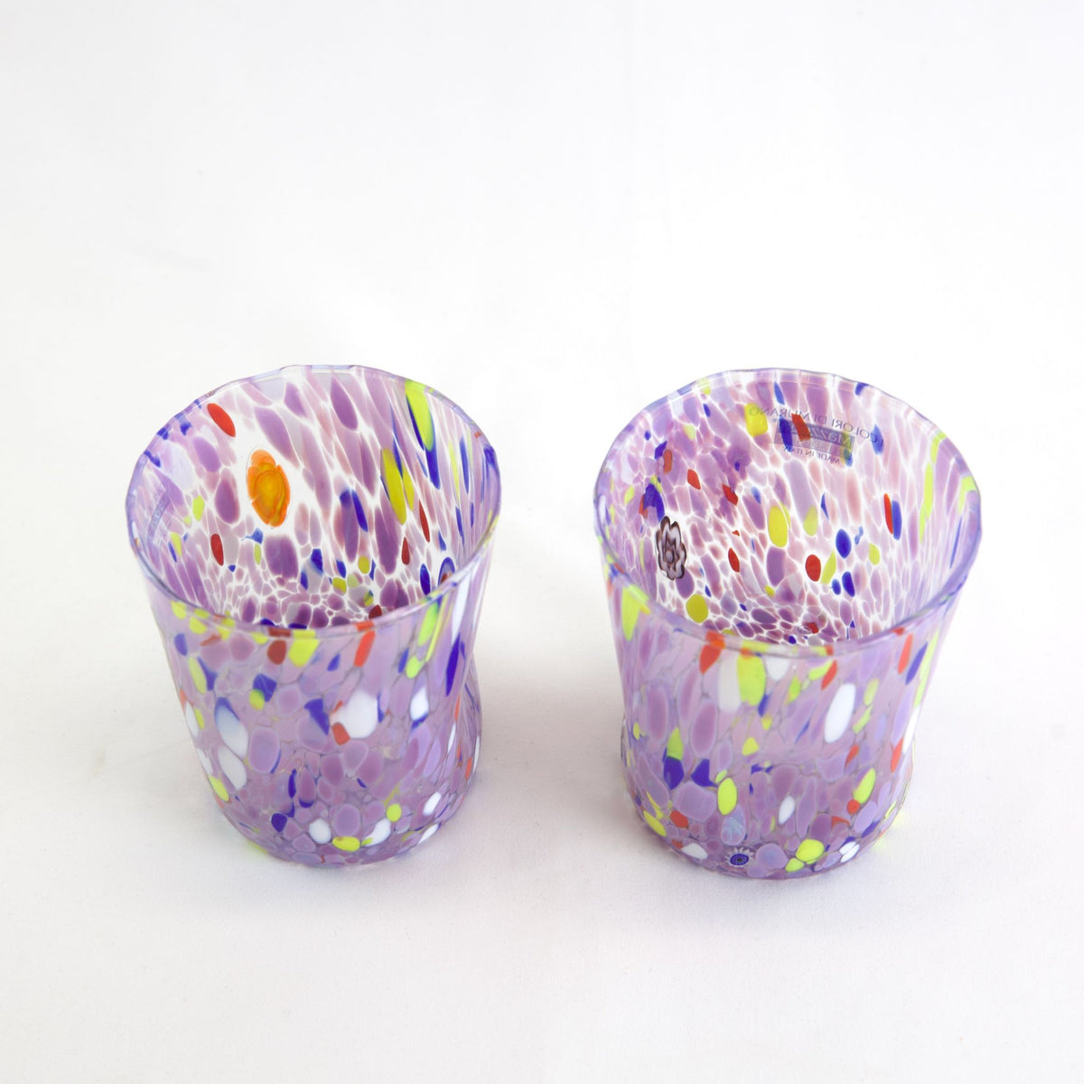 Handblown Italian Drink Glasses, Set of 2, Franco Viola, violet Tumblers