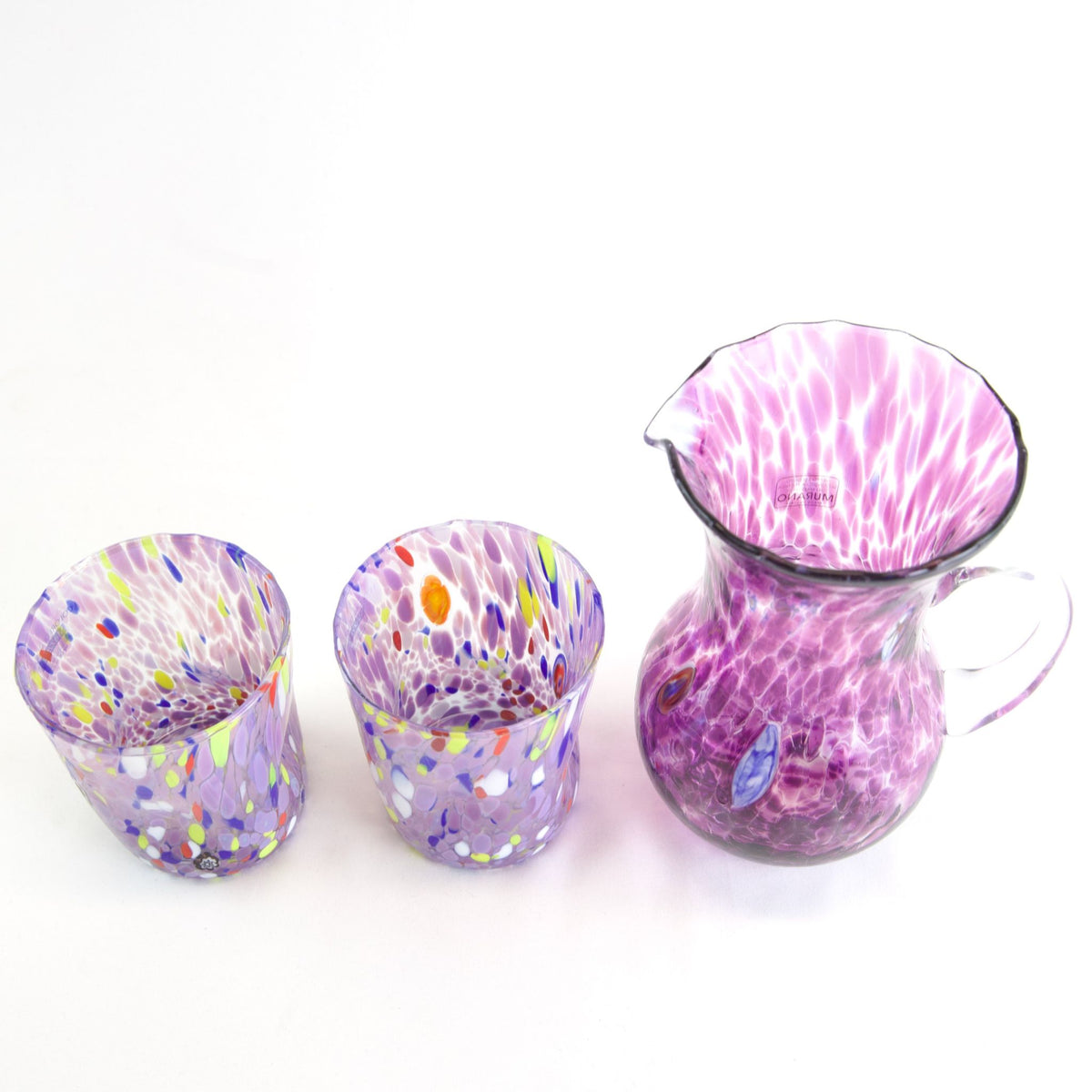 Handblown Italian Drink Glasses, Set of 2, Franco Viola, violet Tumblers