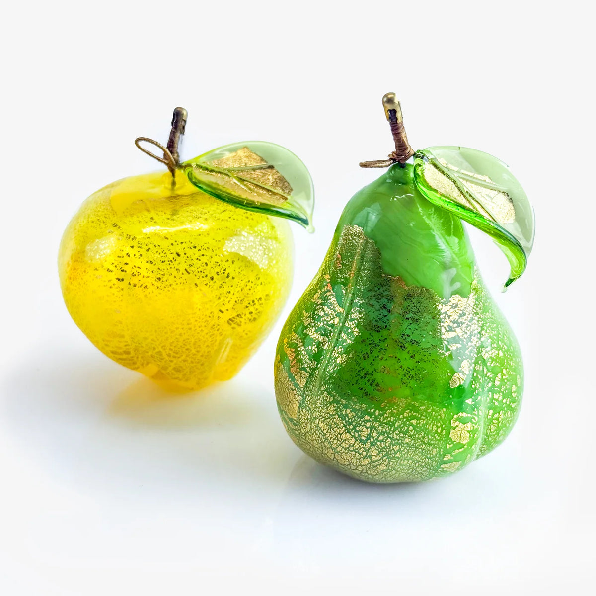 Artificial Murano glass fruit bowl bundle with orange, pear, and apple, featuring vibrant, realistic fruit displays by My Italian Decor.