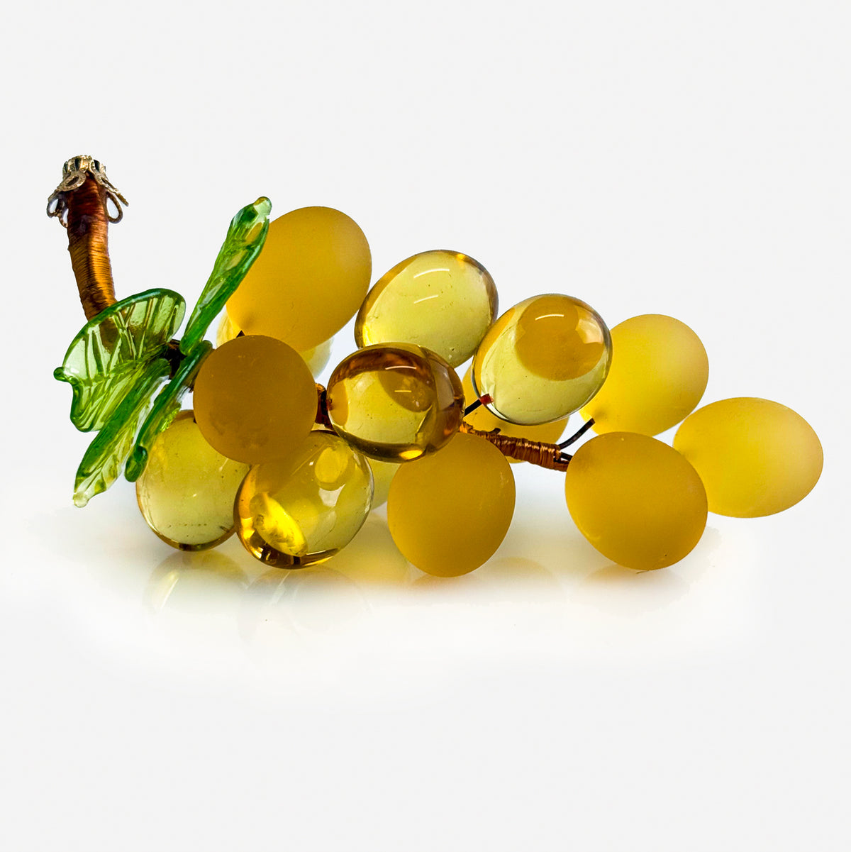 Artificial Murano glass fruit bowl bundle featuring realistic pears and grape cluster for decorative floral display.