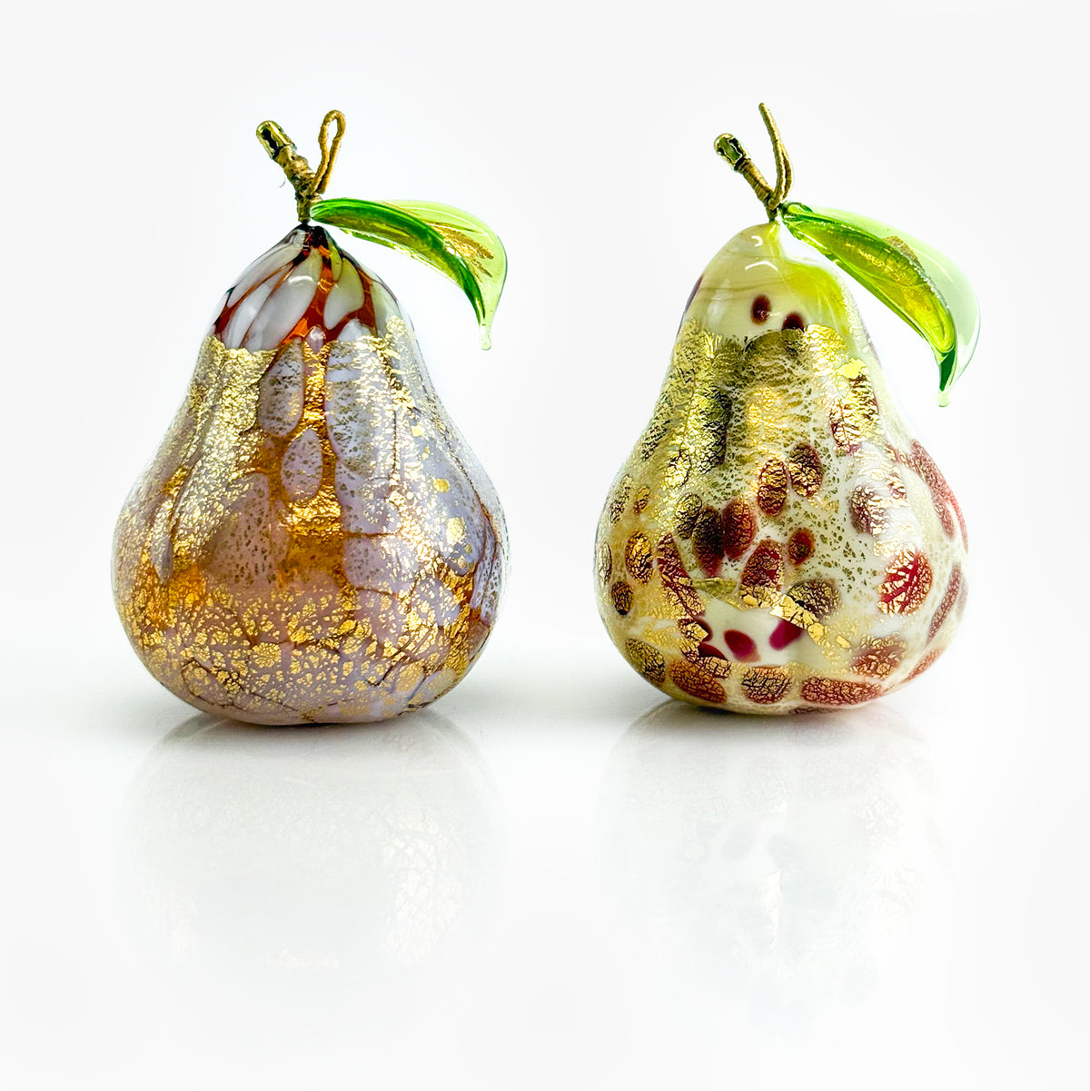 Artificial Murano glass fruit bowl bundle with realistic pears and grape cluster, designed by My Italian Decor.