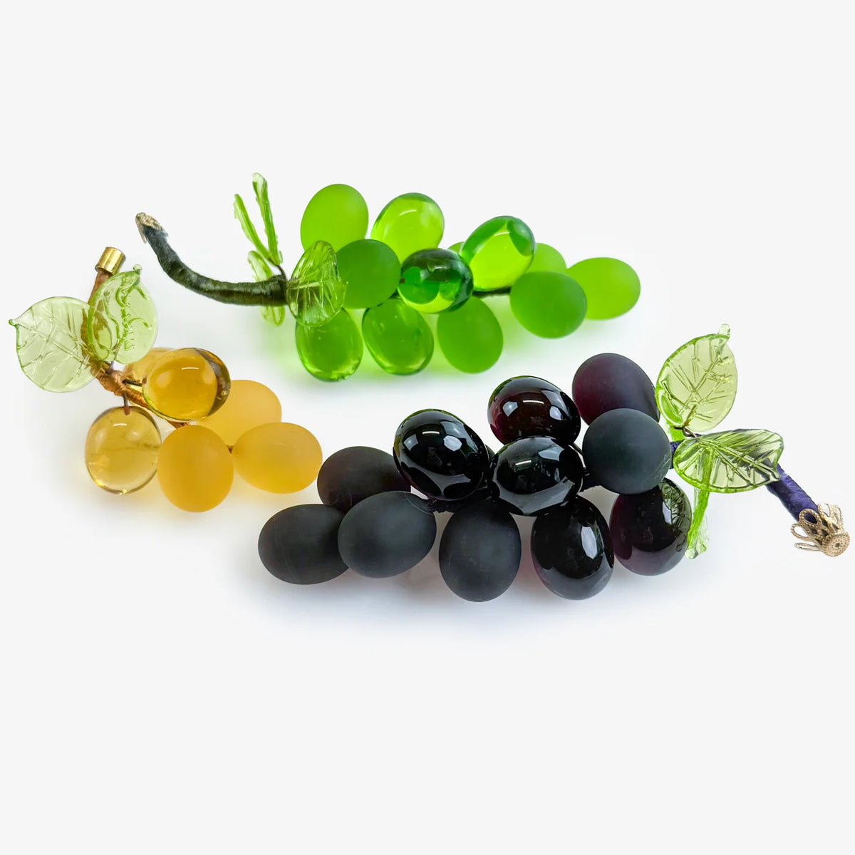Artificial Murano glass grapes and bowl set from My Italian Decor, featuring colorful, realistic fruit display.