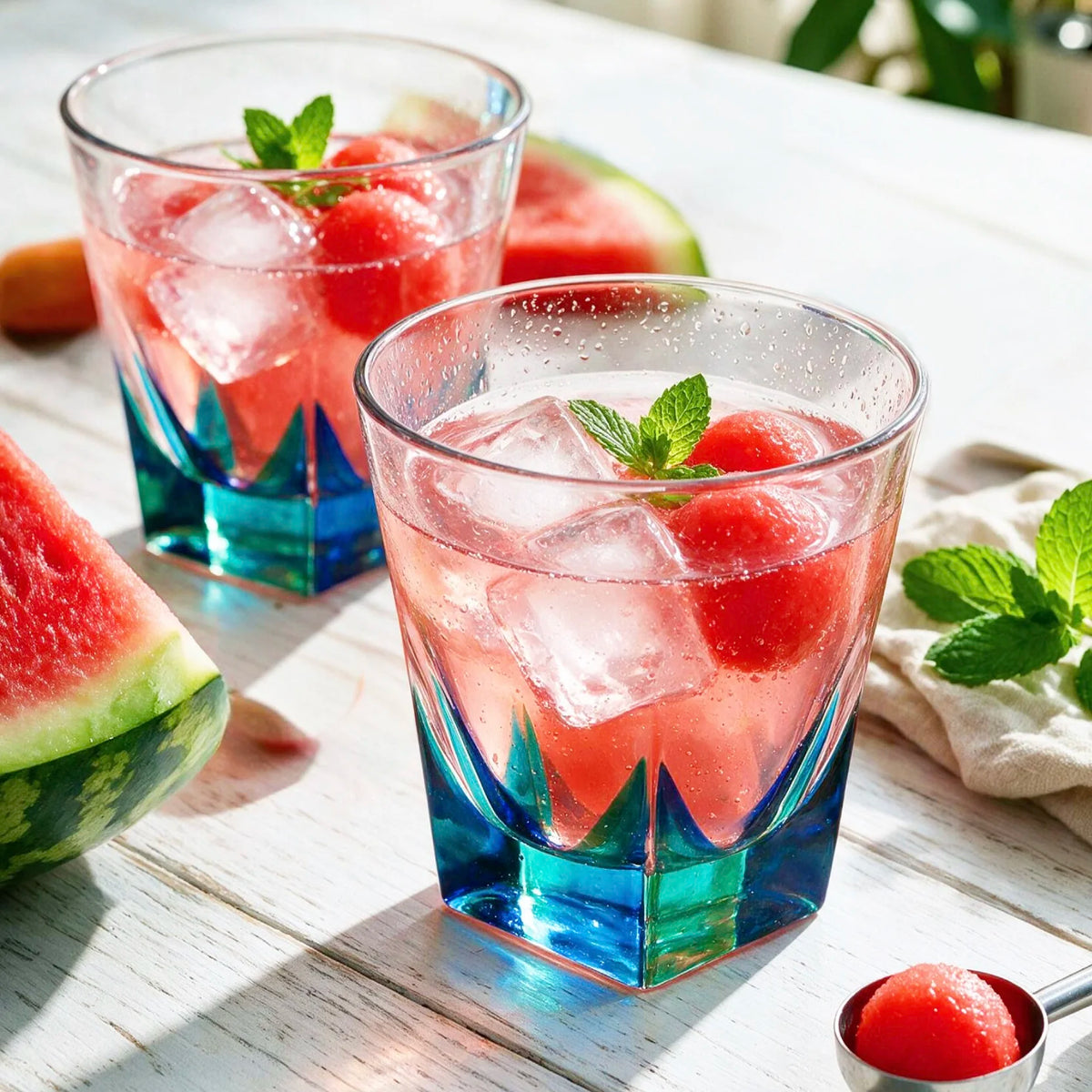 Fusion Short Juice, Water, Whiskey Glass, Set of 2, Blue/Green