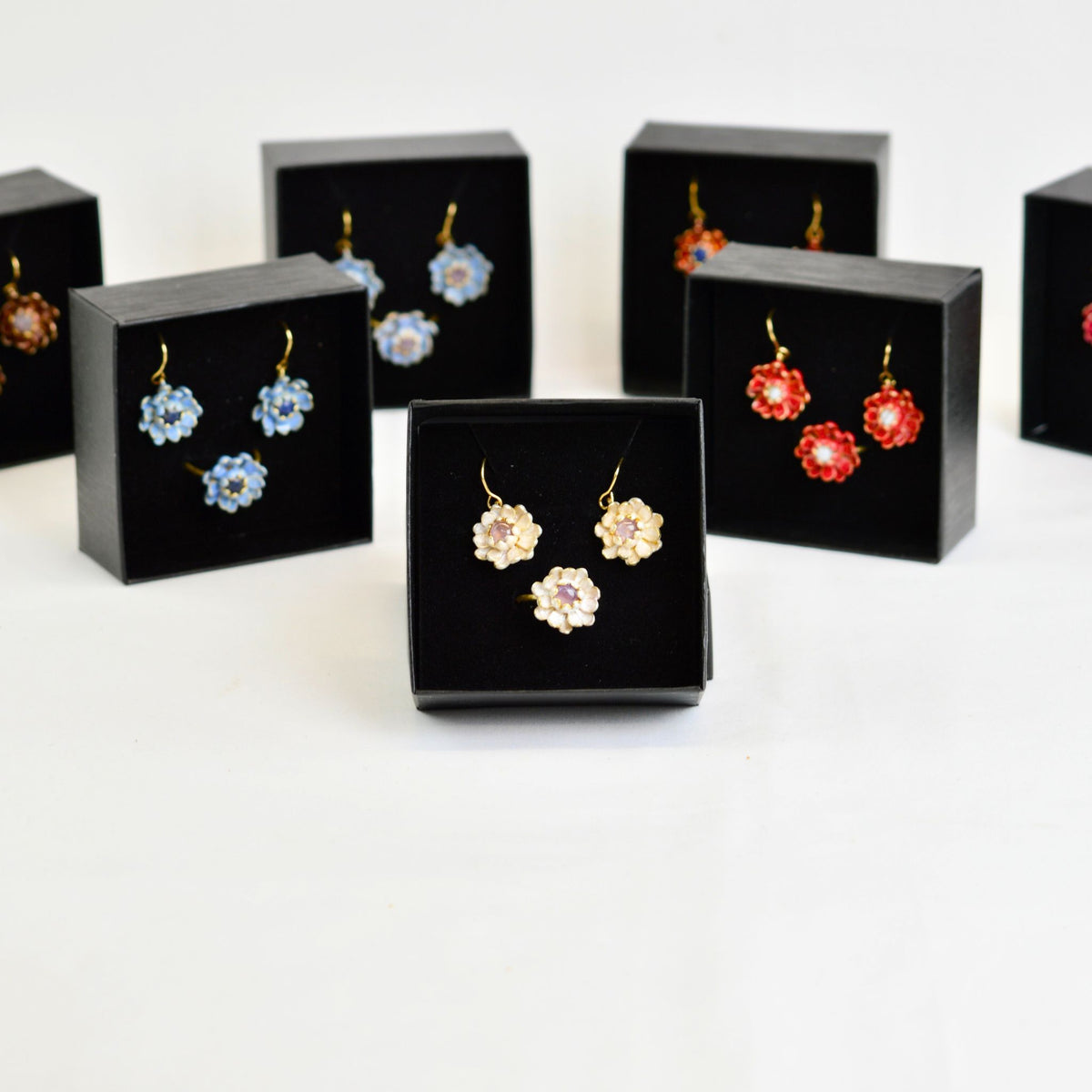 Giardino Collection, Lotus, Earring &amp; Ring Set, Made in Sicily - My Italian Decor